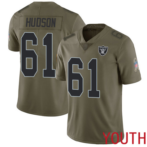 Oakland Raiders Limited Olive Youth Rodney Hudson Jersey NFL Football #61 2017 Salute to Service Jersey->youth nfl jersey->Youth Jersey